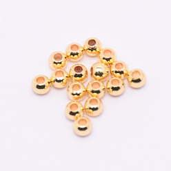 Настоящее золото 14K Латунные цельные бусины, рондель, реальный 14 k позолоченный, 3x2.5 мм, отверстие : 1.2 мм