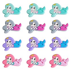 (52) Непрозрачная лаванда 12шт 4 цвета силиконовые фокусные бусины, русалка, разноцветные, 36.5x26x8.5 мм, отверстие : 2.5 мм