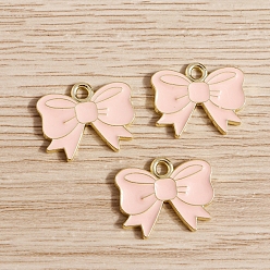 Розовый Подвески из эмали и сплава, золотой свет, очарование бантом, туманная роза, 16x13 мм, 10 шт / комплект