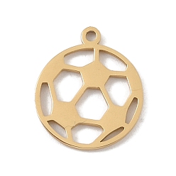 Золотой 304 подвески из нержавеющей стали, лазерная резка, полый футбольный шарм, золотые, 14.5x12.5x1 мм, отверстие : 1 мм