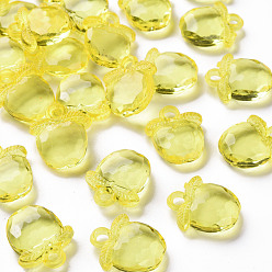 Золотистый Прозрачные акриловые подвески, граненые, яблоко, золотые, 20x17x5~6 мм, отверстие : 3 мм, Около 480 шт / 500 г