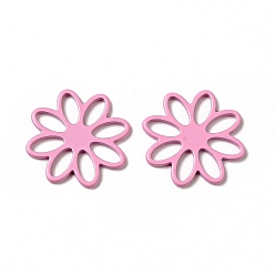 Бледно-Розовый 201 филигранные столяры из нержавеющей стали, окрашенные распылением, цветок, розовый жемчуг, 16x1 мм, внутренний диаметр: 2.5x4.5 мм