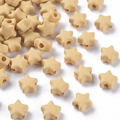 Папайя Оранжевый Лакированные бусины из акрила , звезда, papayawhip, 8.5x9.5x5 мм, отверстие : 2 мм, Около 2050 шт / 500 г