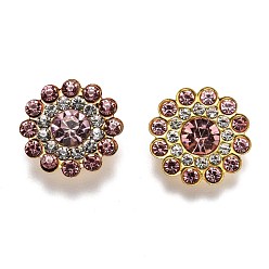 Свет Аметист Железа кабошонов, подходят плавающие подвески-медальоны, со стеклянными стразами, подсолнечника, светлый аметист, 9.5x5 мм