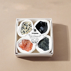 Скорпион 4 шт. 12 Серия знаков зодиака, украшения из натуральных смешанных драгоценных камней, Подарок из энергетического камня по фэн-шуй для домашнего офиса, рабочего стола, Скорпион, 20~38x20~38x20~38 мм