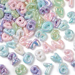 Mixed Color Imitation Jelly and Luminous Acrylic Beads, Number, Mixed Color, 24~26x19.5~22x8~9mm, Hole: 2.8mm