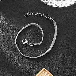 Нержавеющая Сталь Цвет Устойчивые к потускнению сетевые цепи из нержавеющей стали/сетчатые браслеты браслеты, с карабин-лобстерами , цвет нержавеющей стали, 7-5/8 дюйм (19.3 см) ~ 7-5/8 дюйм (19.5 см)