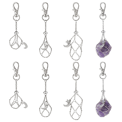 Платина 6 шт. 3 стили луна и звезда сплав карабины-лобстеры и латунные кабельные цепи, полуфабрикат подвесные украшения, платина, 92~120 мм, 2 шт / стиль