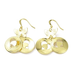 Doré  Boucles d'oreilles dnagle en laiton plaqué à crémaillère, coeur avec papillon, plaqué longue durée, or, 41x17mm