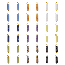 Смешанные камни 36 шт 9 стили природных смешанных драгоценных камней подвески, подвески-колонны с латунными петлями золотистого цвета, 20x4~5 мм, отверстие : 2.5 мм, 4 шт / стиль