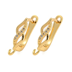 Золотой Серьги-кольца из латуни с микропаве из прозрачного кубического циркония, с булавками, долговечный, без свинца и без кадмия, золотые, 16x14x4.5 мм, отверстие : 1.8 мм, штифты : 0.8x1.6 мм
