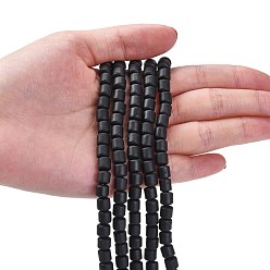 Black Handmade Polymer Clay Bead Strands, Column, Black, 6.5x6mm, Hole: 1.2mm, about 61pcs/strand, 15.75 inch(40cm)