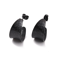 Electrophoresis Black Ионное покрытие (ip) 304 массивные серьги-гвоздики в форме буквы «С» из нержавеющей стали, полукруглые серьги для женщин, электрофорез черный, 20x12x0.5 мм, штифты : 0.7 мм