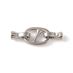 Платина Латунь раз по сравнению с застежками, без кадмия, без никеля и без свинца, овальные, платина, 33 мм, отверстие : 3.5 мм