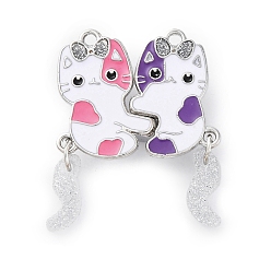 Разноцветный Эмали сплава сплит подвески, с акриловыми стразами, магнитный, кошачье очарование, красочный, 34.5x28x6.5 мм, отверстие : 1.8 мм, 2 шт / комплект