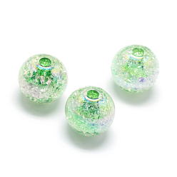 Зеленый лайм Хрустальный стиль акриловые бисер, цвет AB, внутренний цвет, круглые, зеленый лайм, 20 мм, Отверстие : 2.5 мм , около 110 шт / 500 г
