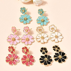 (52) Непрозрачная лаванда Серьги-гвоздики с цветком из латуни, без кадмия и без свинца, стойки покрытие, долговечный, реальный 18 k позолоченный, разноцветные, 40.5x24 мм