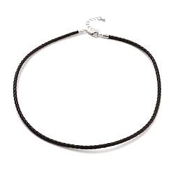 Коричневый Изготовление плетеных круглых браслетов из искусственной кожи, с застежками-карабами из нержавеющей стали цветового тона из нержавеющей стали, кофе, 17-1/8 дюйм (43.6 см)