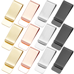 (52) Непрозрачная лаванда 12 шт. 4 цвета зажимы для денег из нержавеющей стали, прямоугольные, разноцветные, 52.5x20x8 мм, 3 шт / цвет