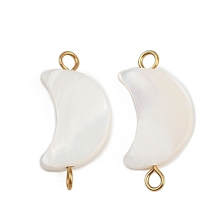 Настоящее золото 18K Подвески-коннекторы из натуральной ракушки, с 304 двойными петлями из нержавеющей стали, цвет морской раковины, ионное покрытие (ip), реальный 18 k позолоченный, 20~21x10~10.5x2.5~3 мм, отверстие : 1.6~2 мм
