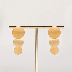 Настоящее золото 18K Матовая круглая 201 серьга-гвоздик из нержавеющей стали, для женщин, реальный 18 k позолоченный, 55x24 мм