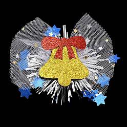 Christmas Bell Рождественские заколки для волос из фетра и марли из кожи аллигатора, с ПВХ и железной фурнитурой, аксессуары для волос для девочек женщин, Рождественский колокольчик, 71x93x16 мм