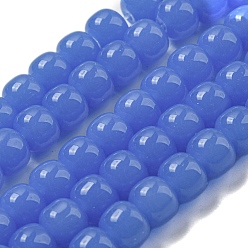 Royal Blue Imitation Jade Glass Beads Strands, Barrel, Royal Blue, 8x6mm, Hole: 1.6mm, about 61~62pcs/strand, 14.84''~15.16''(37.7~38.5cm)
