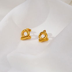 Plaqué 18K Or Véritable 304 boucles d'oreilles en acier inoxydable pour femmes, torsion, réel 18 k plaqué or, 10x10mm