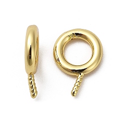 Настоящее золото 18K Стойки покрытие латунь подвесные поручительств, привязка поручительств, за половину пробурено бисера, без кадмия и без свинца, долговечный, кольцо, реальный 18 k позолоченный, 10.5x7x1.5 мм, отверстие : 4 мм, штифты : 1 мм