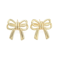 Real 18K Gold Plated Rack Plating Brass Stud Earring, Cadmium Free & Lead Free, Long-Lasting Plated, Bowknot, Real 18K Gold Plated, 21x22.5mm
