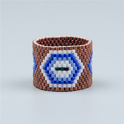 Королевский синий Регулируемые манжеты в стиле бохо 304 из нержавеющей стали и стеклянных бусин, шестиугольник, королевский синий, внутренний диаметр: 20 мм