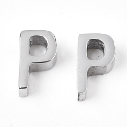 Letter P Anlaufgeschützt 201 Charms aus Edelstahl, Edelstahl Farbe, letter.p, 8x4.5x3 mm, Bohrung: 1.6 mm