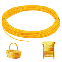 Yellow Plastic Rattan Wicker Strips, Solid Weaving Material, for DIY, Furniture Knitting, Yellow, 4mm, 50m/500g
