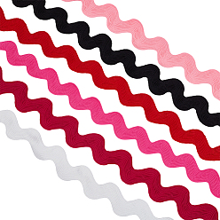 (52) Непрозрачная лаванда 12 ярдов 6 цветов полиэстеровой ленты с волнистой бахромой, волнистая кружевная отделка, для шитья одежды и художественного оформления, разноцветные, 3/4~1-3/8 дюйм (20~34 мм)