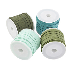 (52) Непрозрачная лаванда Шнуры из искусственной замши, искусственная замшевая кружева, разноцветные, 5x1.5 мм, около 5.46 ярдов (5 м) / рулон, 4 рулонов / набор