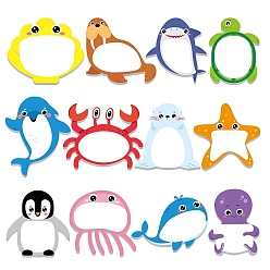 (52) Непрозрачная лаванда Милый блокнот с морскими животными для заметок, наклейки с наклейками, для офисного школьного чтения, разноцветные, 59~62 мм, 12 шт / комплект