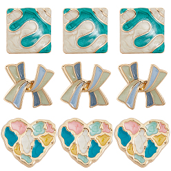 (52) Непрозрачная лаванда 12 шт. 3 стиль бант/сердце/квадрат 1-отверстие сплав эмалированные пуговицы на ножке, разноцветные, 18.5x17.5x9 мм, отверстие : 2 мм, 4 шт / стиль