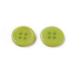 Mixed Color Acrylic Sewing Buttons, Plastic Buttons for Costume Design, 4-Hole, Dyed, Flat Round, Mixed Color, 15x2mm, Hole: 1.5mm