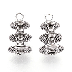 Нержавеющая Сталь Цвет 304 подвески из нержавеющей стали, подвески в виде спиральных катушек, цвет нержавеющей стали, 21x11.5x11.5 мм, отверстие : 2.5 мм