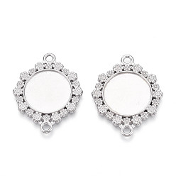 Нержавеющая Сталь Цвет Не тускнеет 304 оправы из нержавеющей стали для кабошонов, цветок с круглым подносом, цвет нержавеющей стали, лоток : 20~20.5 мм, 39~40x31x2.5 мм, отверстие : 2.8 мм