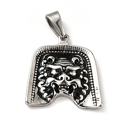 Antique Silver PVD Vacuum Plating 304 Stainless Steel Pendants, Devil, Antique Silver, 29~30.5x28x5mm, Hole: 9.5x4mm