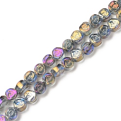 с Золотистым Покрытием Гальванизируйте прозрачное стекло бисер нитей, с половиным покрытием, плоско-круглые с розой , золотые, 6x4 мм, отверстие : 0.8 мм, около 110 шт / нитка, 25.98 дюйм (66 см)