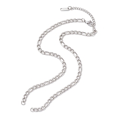 Нержавеющая Сталь Цвет 4.5мм 304 изготовление ожерелья из нержавеющей стали в виде цепочки Фигаро, с прыжковых колец, цвет нержавеющей стали, 15 дюйм (38.2 см)