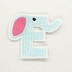Letter E Computerized Embroidery Cloth Iron on/Sew on Patches, Costume Accessories, Appliques, Letter, Pale Turquoise, Letter.E, 42x50mm