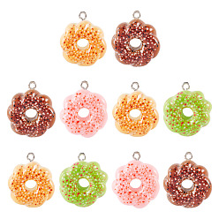 (52) Непрозрачная лаванда 10 кулоны из смолы, пончики, с платиново-железными петлями, разноцветные, 24.5~25x20.5~22x9 мм, отверстие : 1.8 мм