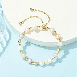 (52) Непрозрачная лаванда Регулируемые браслеты-слайдеры из натурального культивированного пресноводного жемчуга и латунных бусин для женщин, картофель, реальный 14 k позолоченный, разноцветные, 11.02 дюйм (28 см)