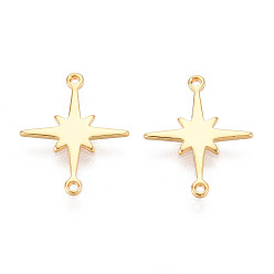 Настоящее золото 18K Подвески из латуни, звездные ссылки, долговечный, без никеля , реальный 18 k позолоченный, 15x12x1 мм, отверстие : 0.8 мм
