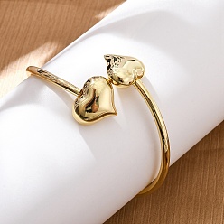 Настоящее золото 18K Женские латунные браслеты в форме сердца, стойки покрытие, долговечный, без свинца и без кадмия, реальный 18 k позолоченный, внутренний диаметр: 2-3/8 дюйм (6 см)