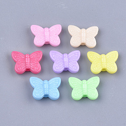 Color mezclado Cuentas acrílicas opacas de color sólido, mariposa, color mezclado, 11x14x4 mm, agujero: 1.8 mm, Sobre 1927 unidades / 470 g