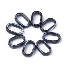 Negro Anillos de enlace de acrílico, conectores de enlace rápido, estilo de imitación de piedras preciosas, para hacer cadenas de cable, oval, negro, 18.5x11.5x5 mm, medida interior: 14x7 mm, sobre 1130 pcs / 500 g